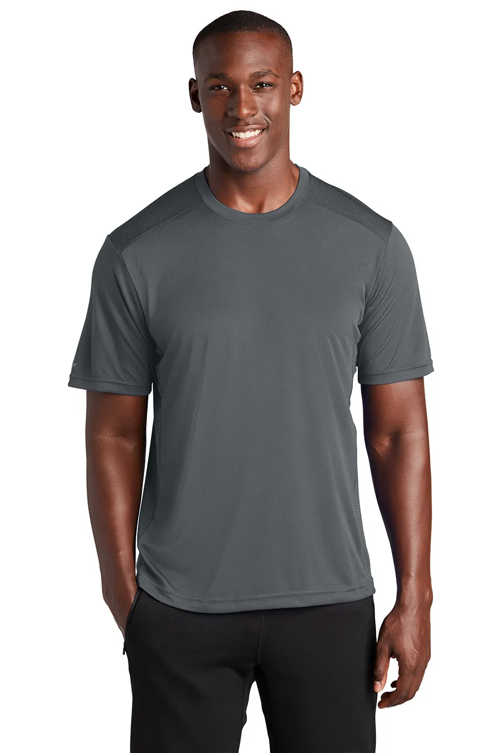 Sport-Tek Mens Elevate Moisture Wicking Short Sleeve Crewneck T-Shirt - Iron Grey Clothing Sport-Tek