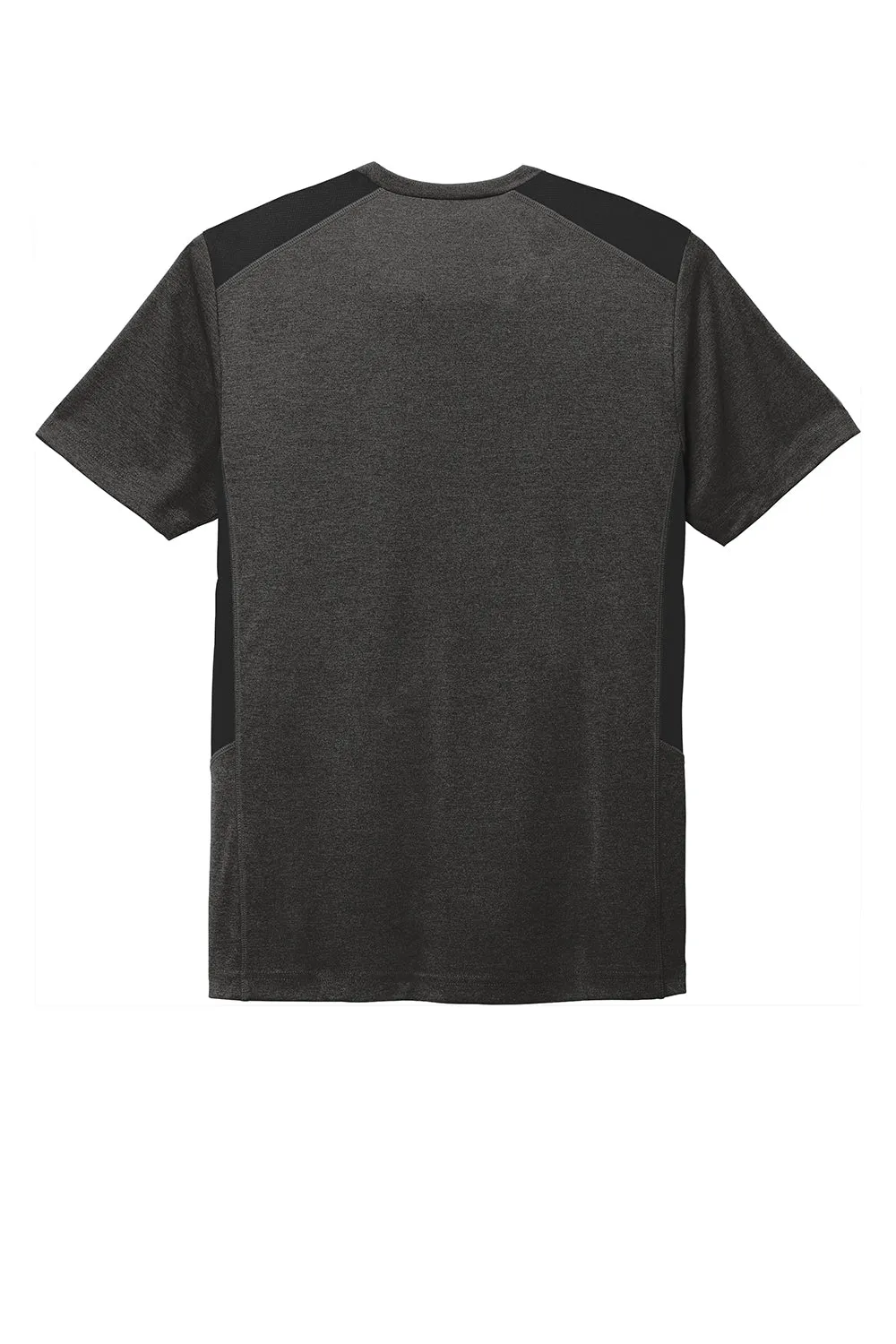 Sport-Tek Mens Endeavor Moisture Wicking Short Sleeve Crewneck T-Shirt - Heather Black/Black Clothing Sport-Tek