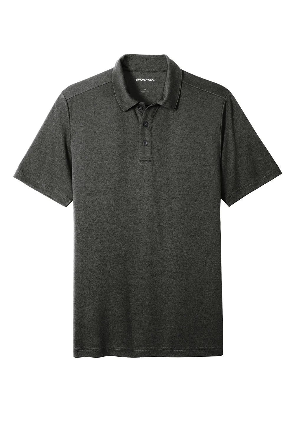 Sport-Tek Mens Endeavor Moisture Wicking Short Sleeve Polo Shirt - Heather Black Clothing Sport-Tek