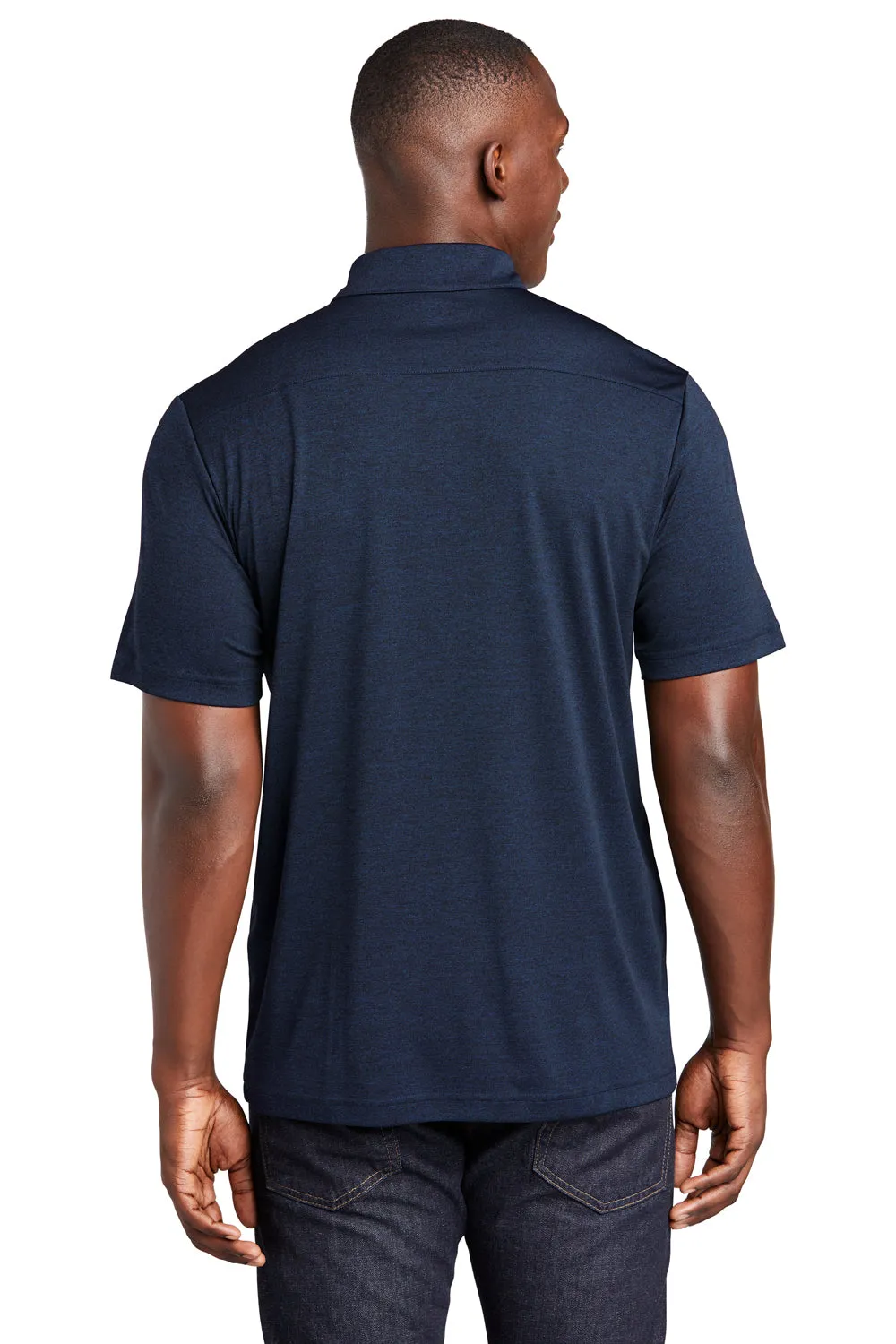 Sport-Tek Mens Endeavor Moisture Wicking Short Sleeve Polo Shirt - Heather Dark Royal Blue Clothing Sport-Tek
