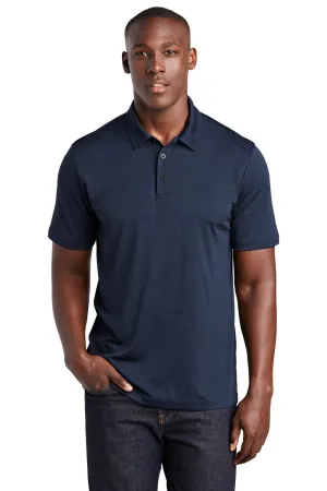 Sport-Tek Mens Endeavor Moisture Wicking Short Sleeve Polo Shirt - Heather Dark Royal Blue Clothing Sport-Tek