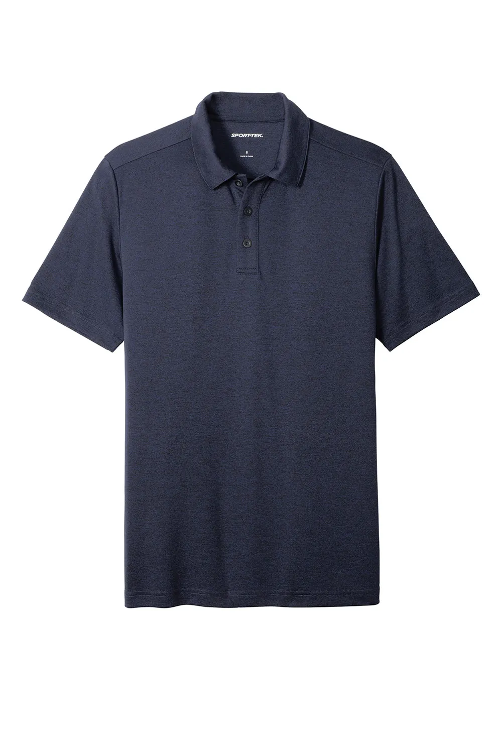 Sport-Tek Mens Endeavor Moisture Wicking Short Sleeve Polo Shirt - Heather Deep Navy Blue Clothing Sport-Tek