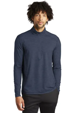 Sport-Tek Mens Exchange 1.5 Long Sleeve 1/4 Zip T-Shirt - Heather Dark Denim Blue Clothing Sport-Tek