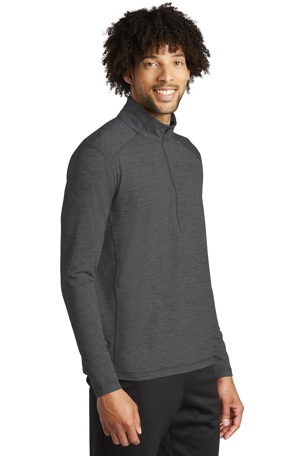 Sport-Tek Mens Exchange 1.5 Long Sleeve 1/4 Zip T-Shirt - Heather Graphite Grey Clothing Sport-Tek