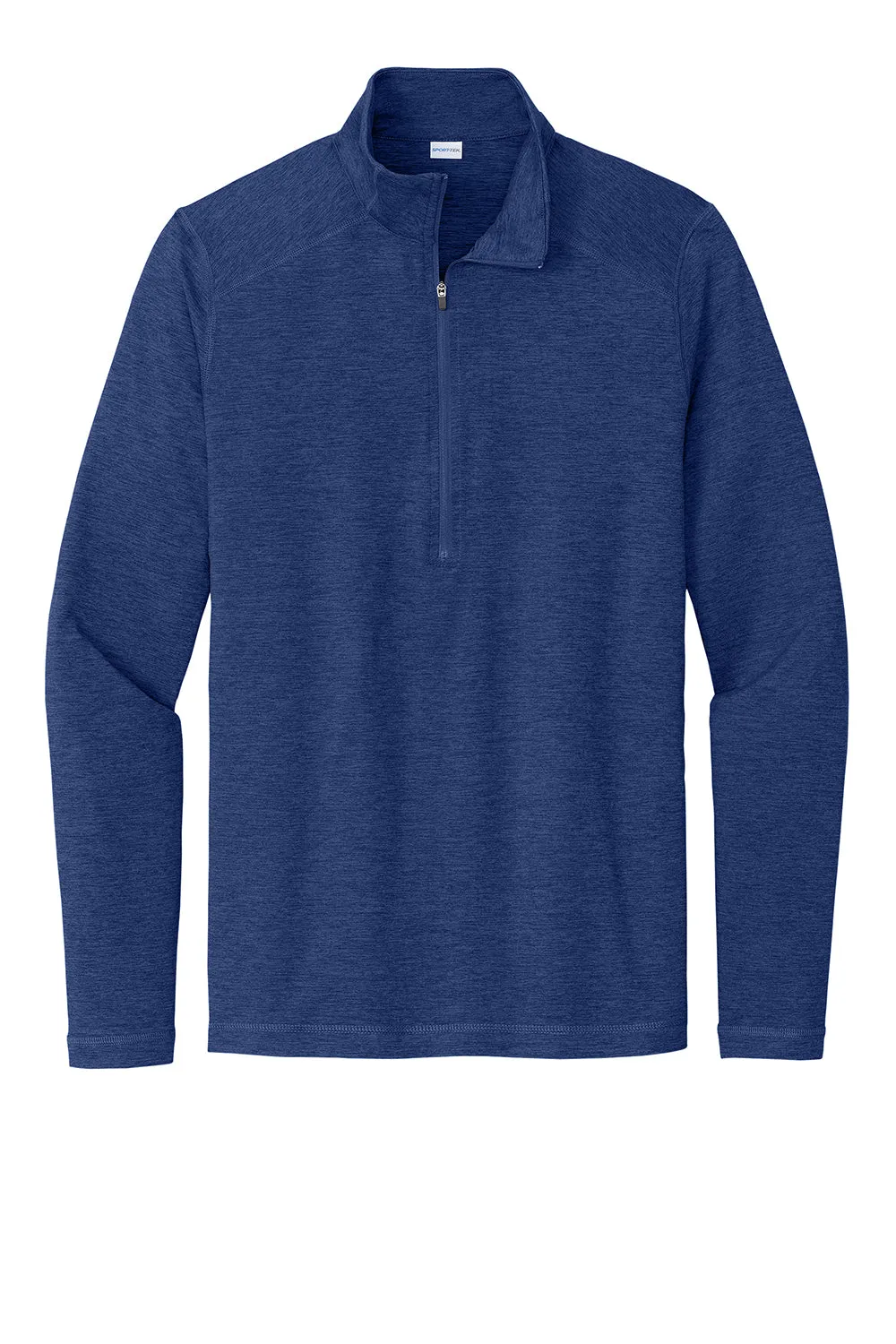 Sport-Tek Mens Exchange 1.5 Long Sleeve 1/4 Zip T-Shirt - Heather True Royal Blue Clothing Sport-Tek