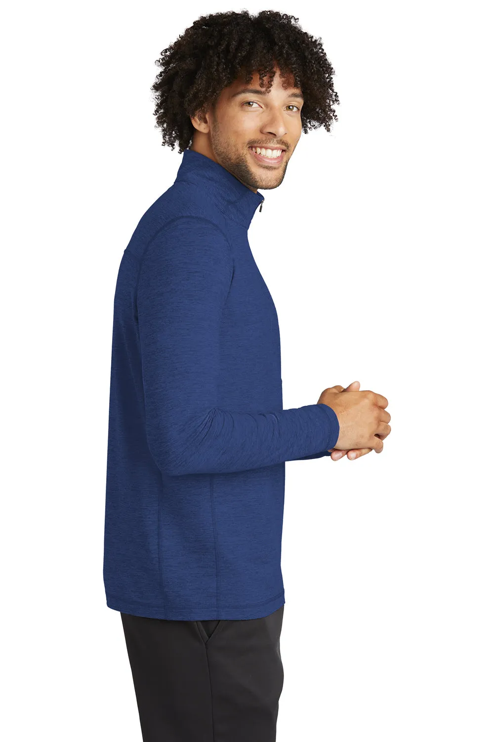 Sport-Tek Mens Exchange 1.5 Long Sleeve 1/4 Zip T-Shirt - Heather True Royal Blue Clothing Sport-Tek