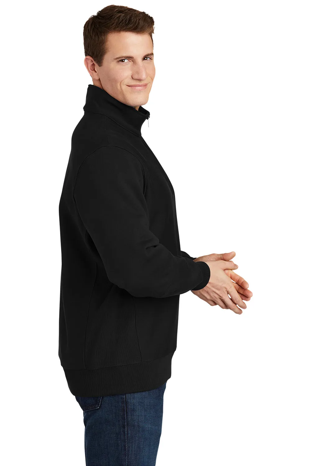 Sport-Tek Mens Fleece 1/4 Zip Sweatshirt - Black Clothing Sport-Tek