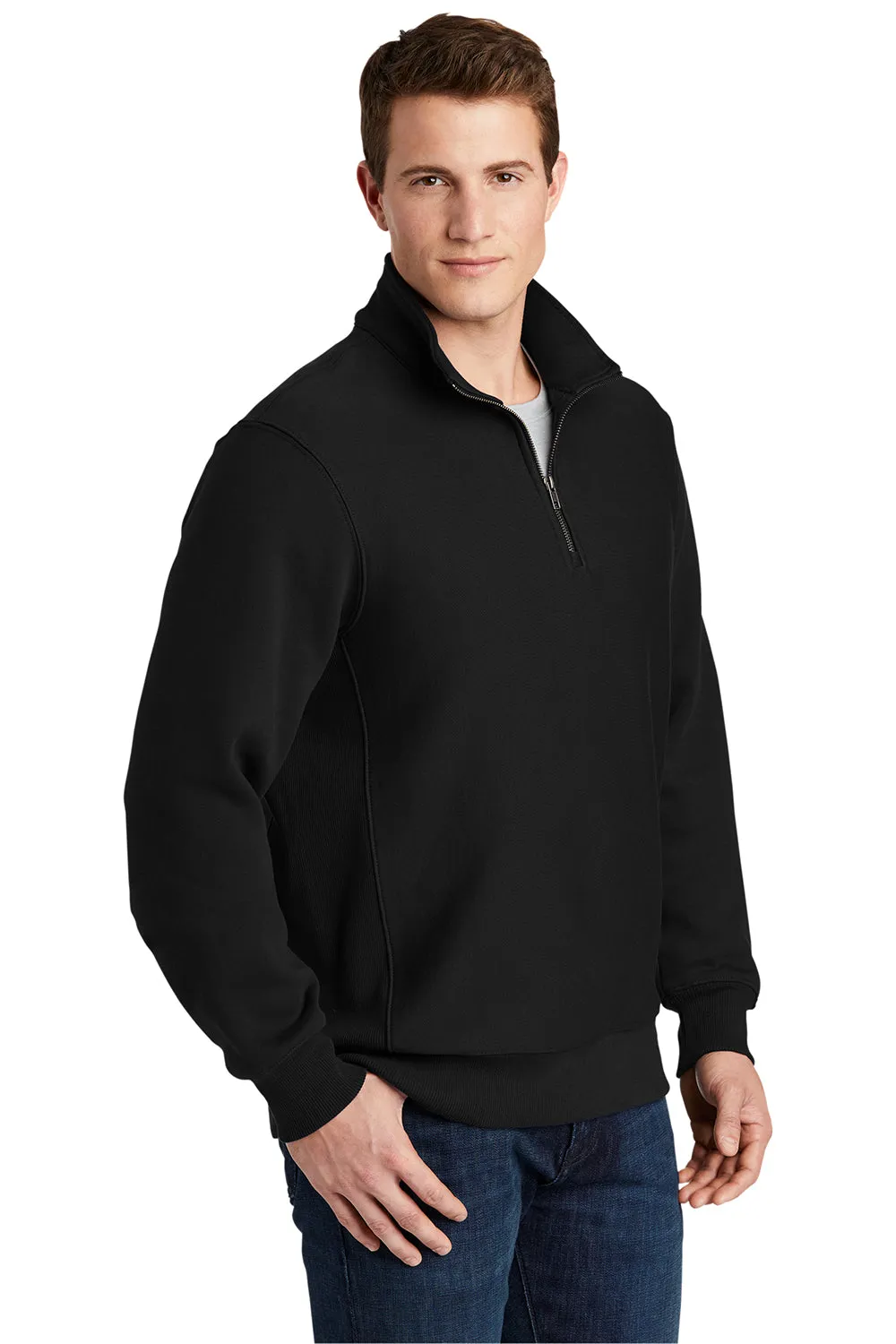 Sport-Tek Mens Fleece 1/4 Zip Sweatshirt - Black Clothing Sport-Tek