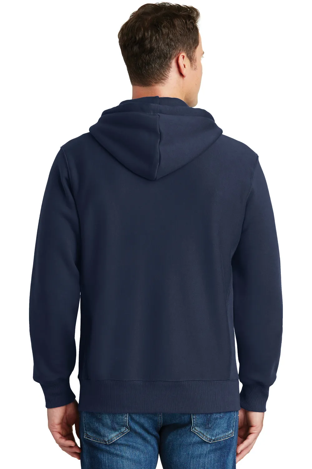 Sport-Tek Mens Fleece Full Zip Hooded Sweatshirt Hoodie w/ Pockets - True Navy Blue Clothing Sport-Tek
