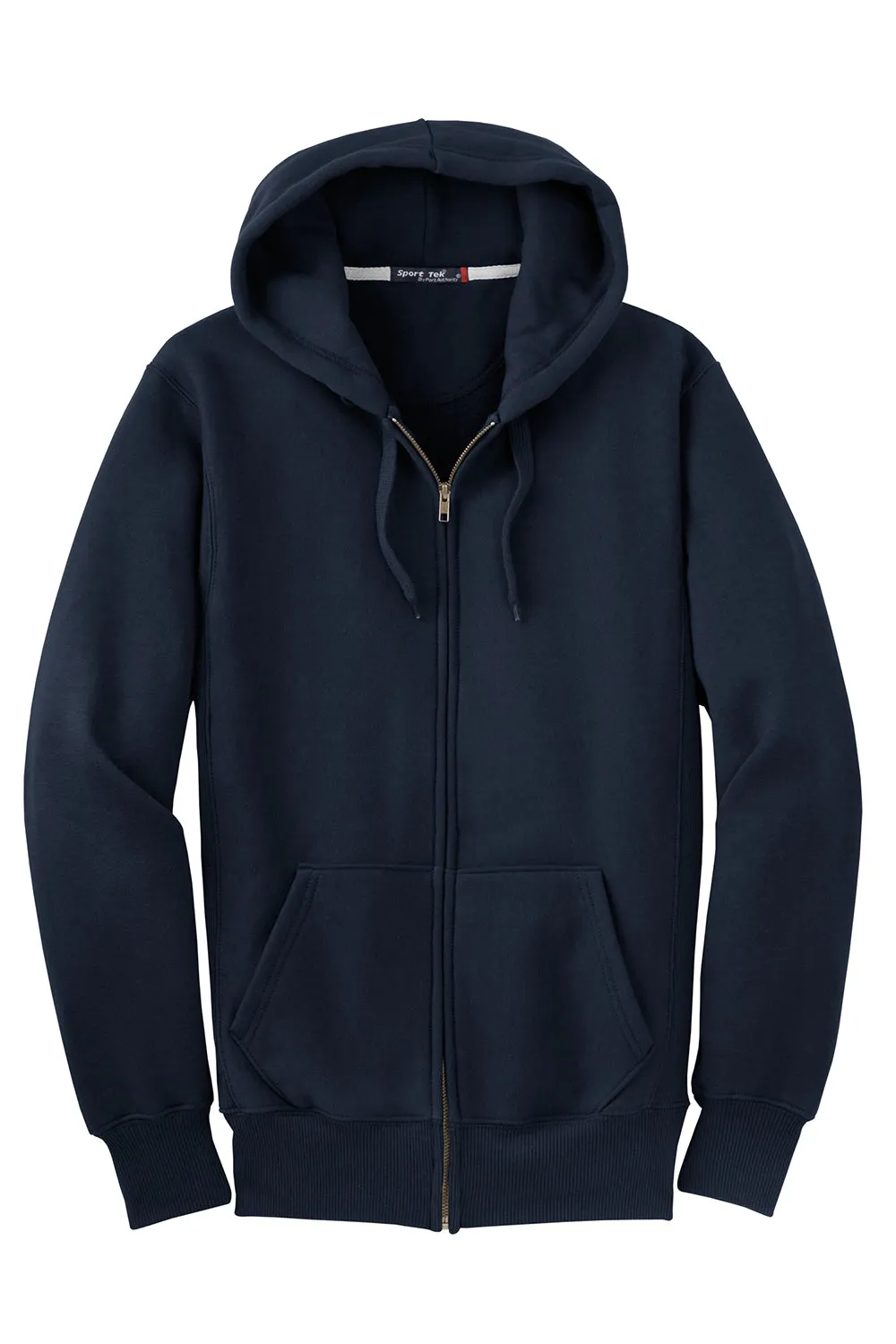 Sport-Tek Mens Fleece Full Zip Hooded Sweatshirt Hoodie w/ Pockets - True Navy Blue Clothing Sport-Tek
