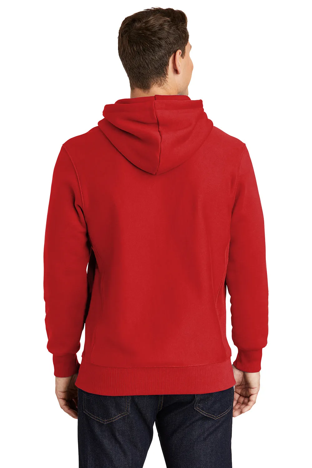 Sport-Tek Mens Fleece Hooded Sweatshirt Hoodie w/ Pouch Pocket - Red Clothing Sport-Tek
