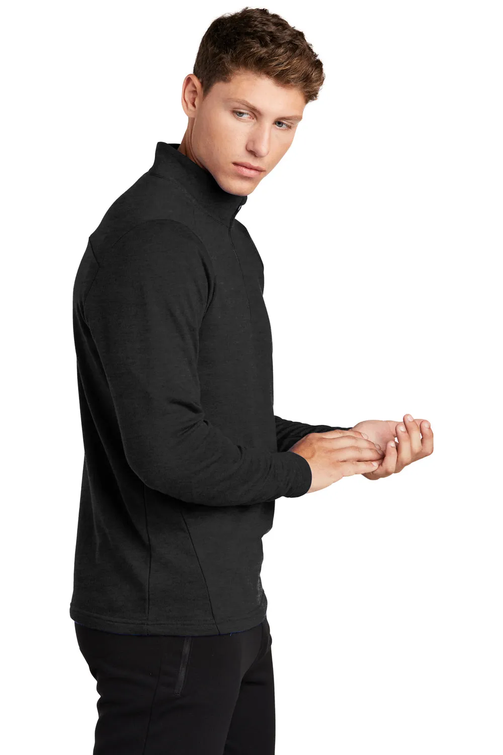 Sport-Tek Mens French Terry 1/4 Zip Sweatshirt - Heather Black Clothing Sport-Tek