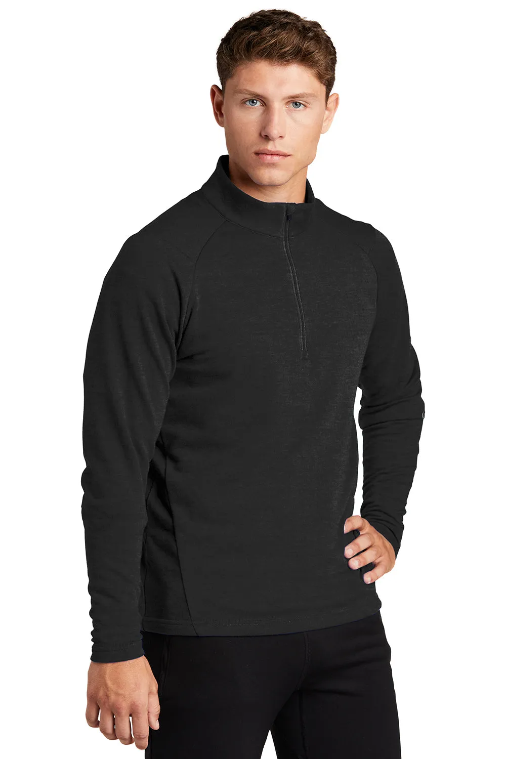 Sport-Tek Mens French Terry 1/4 Zip Sweatshirt - Heather Black Clothing Sport-Tek