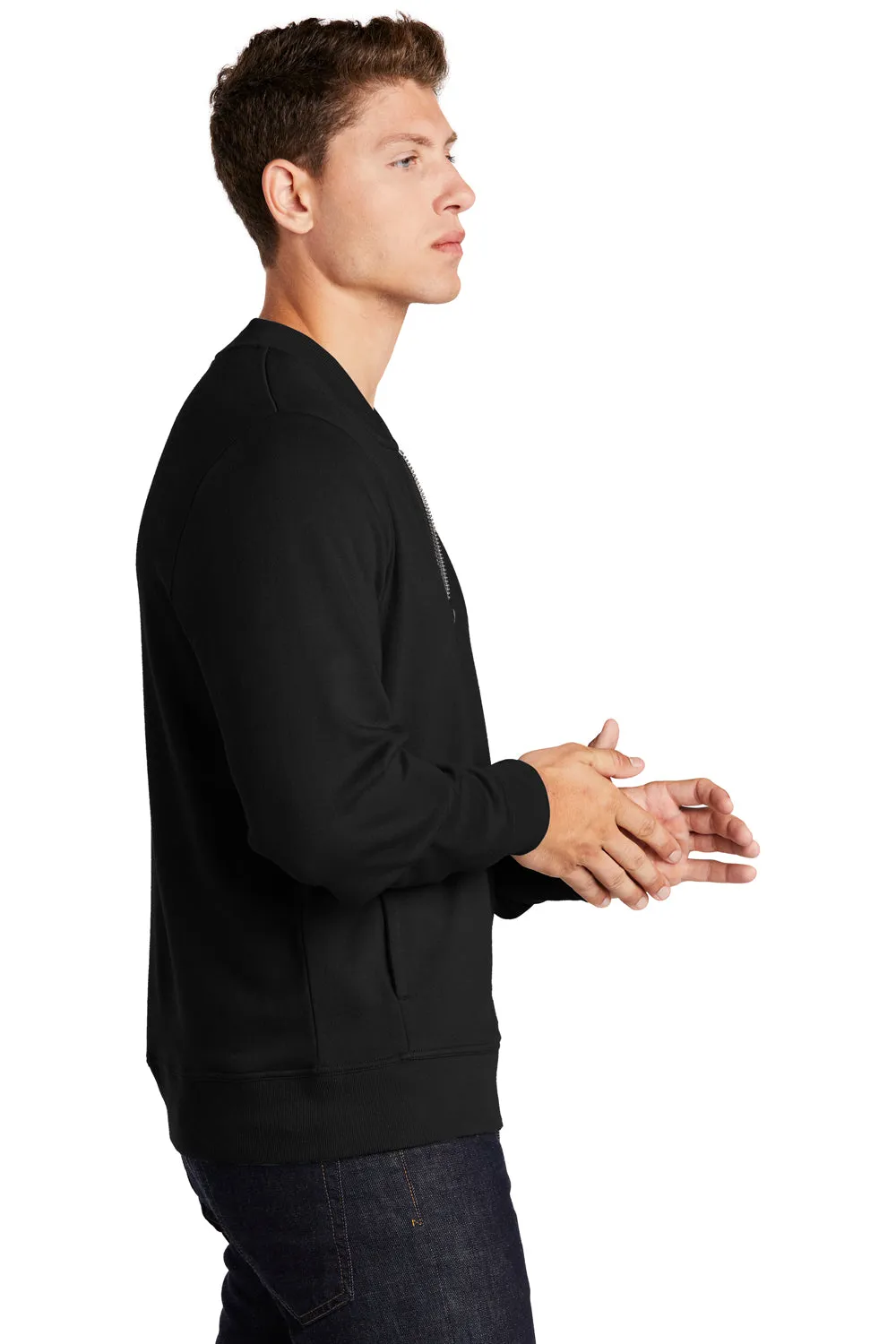Sport-Tek Mens French Terry Full Zip Bomber Jacket - Black
