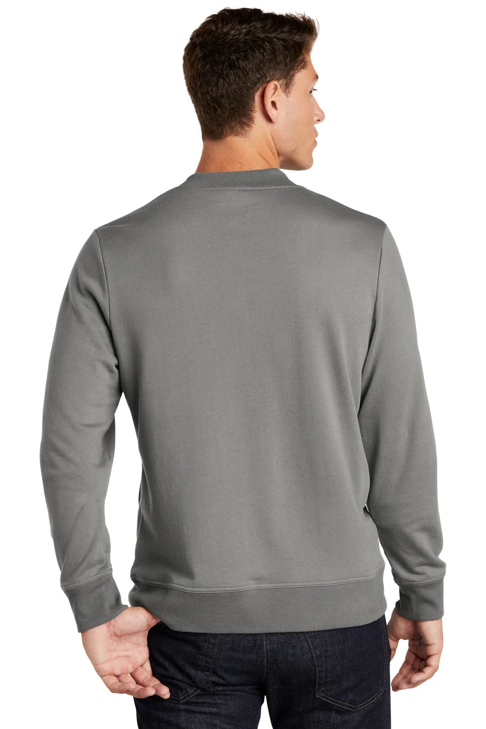 Sport-Tek Mens French Terry Full Zip Bomber Jacket - Concrete Grey