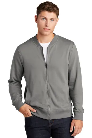 Sport-Tek Mens French Terry Full Zip Bomber Jacket - Concrete Grey