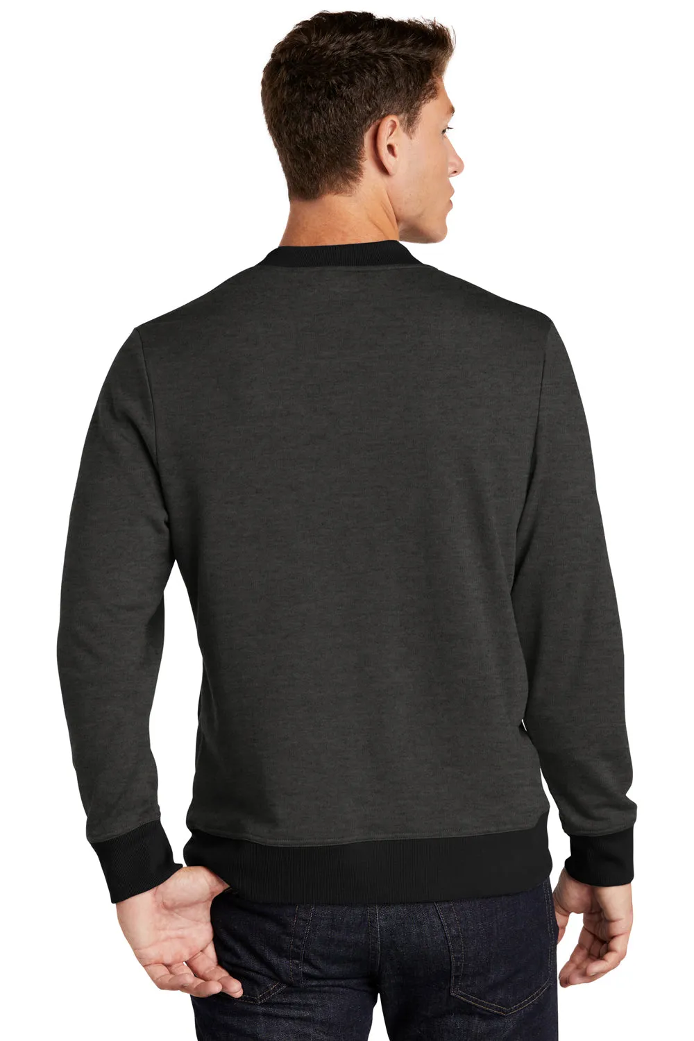 Sport-Tek Mens French Terry Full Zip Bomber Jacket - Heather Black