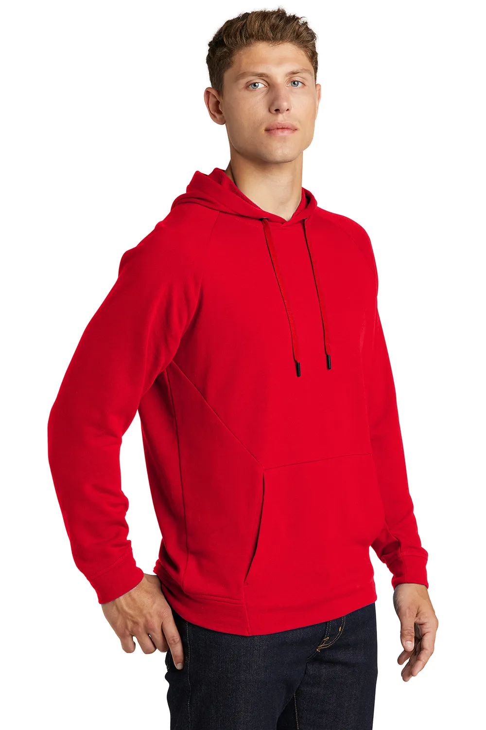 Sport-Tek Mens French Terry Hooded Sweatshirt Hoodie w/ Pouch Pocket - True Red Clothing Sport-Tek