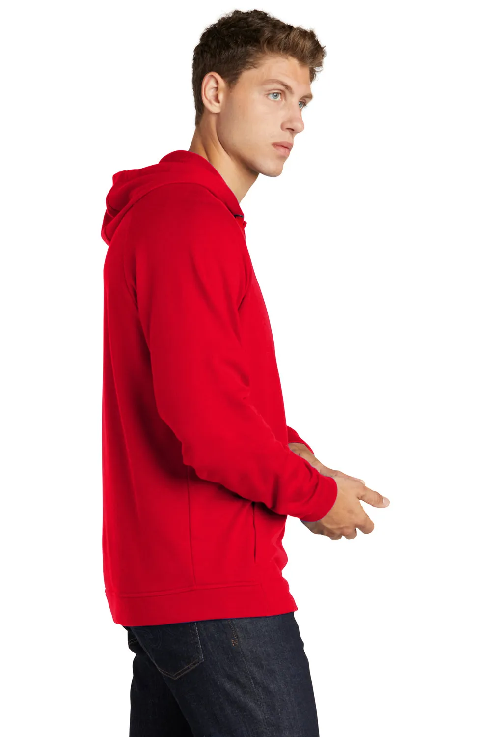 Sport-Tek Mens French Terry Hooded Sweatshirt Hoodie w/ Pouch Pocket - True Red Clothing Sport-Tek