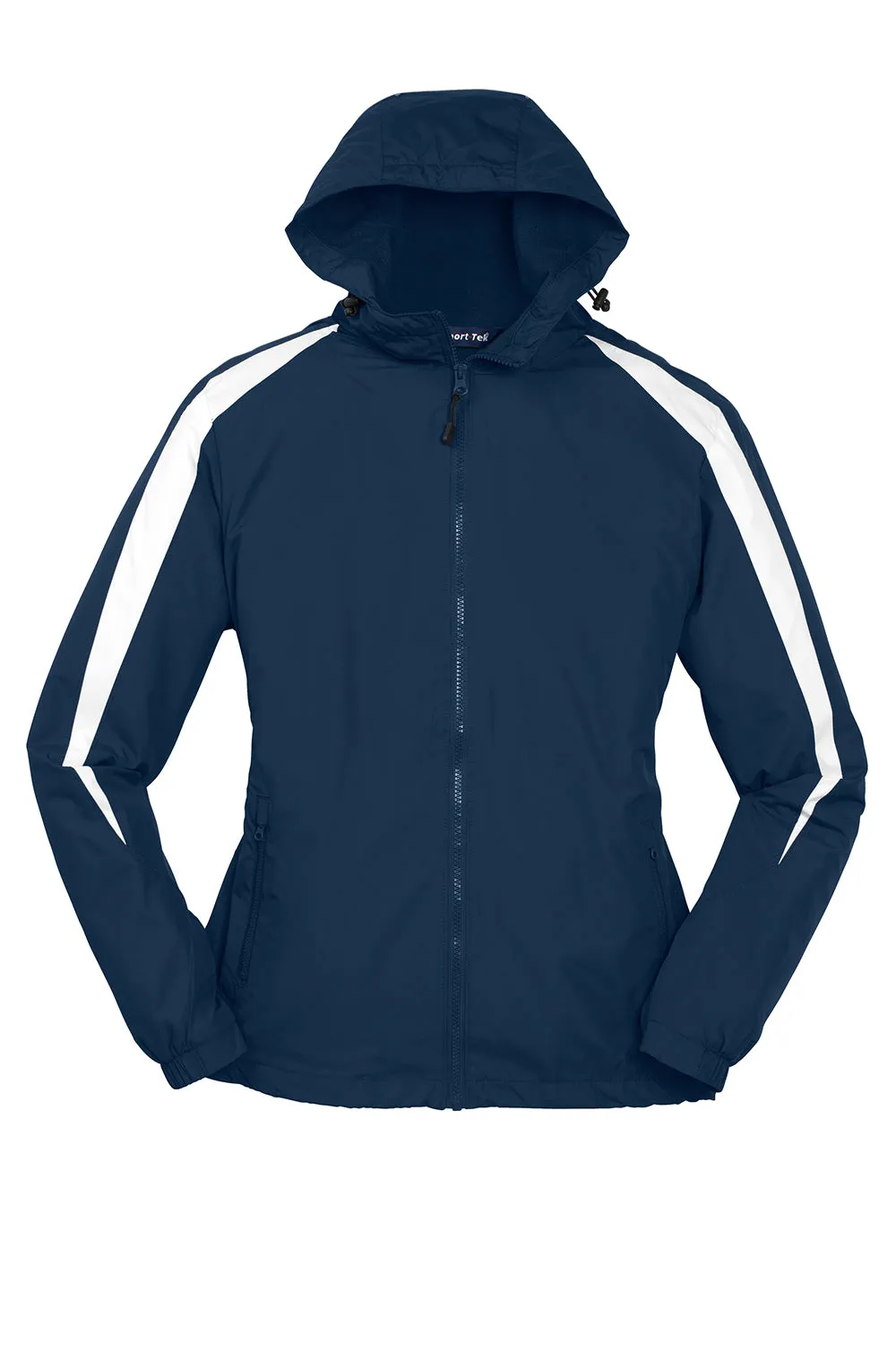 Sport-Tek Mens Full Zip Hooded Jacket - True Navy Blue/White