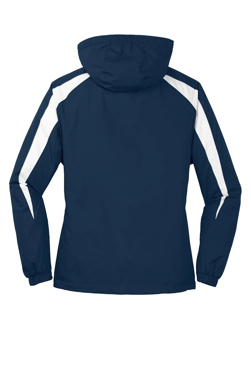 Sport-Tek Mens Full Zip Hooded Jacket - True Navy Blue/White
