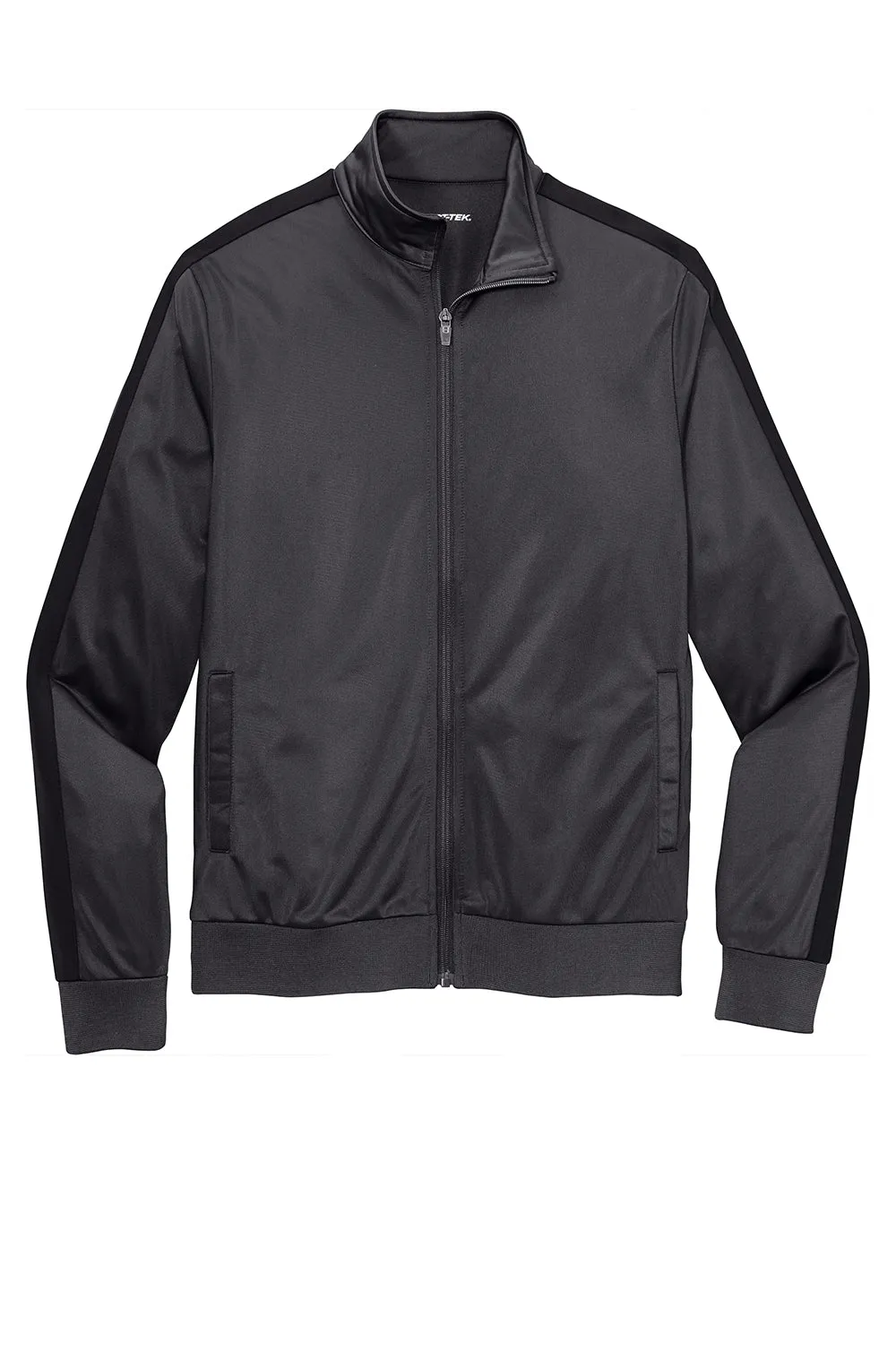 Sport-Tek Mens Full Zip Track Jacket - Graphite Grey/Black