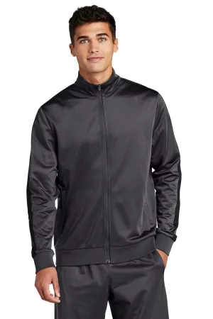 Sport-Tek Mens Full Zip Track Jacket - Graphite Grey/Black