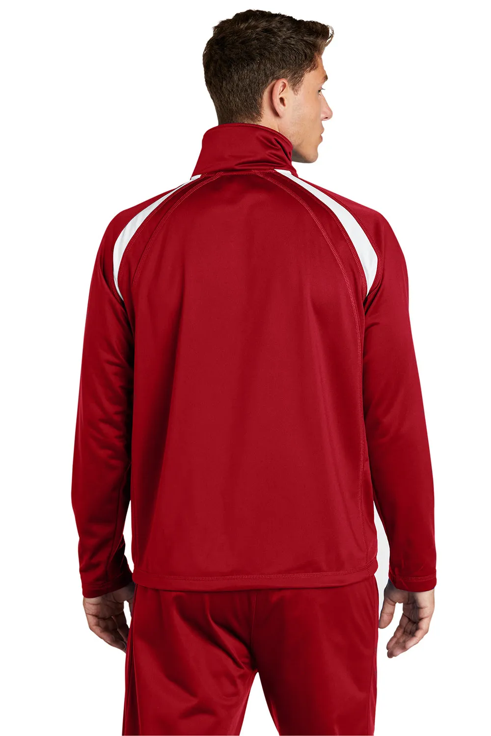 Sport-Tek Mens Full Zip Track Jacket - True Red/White