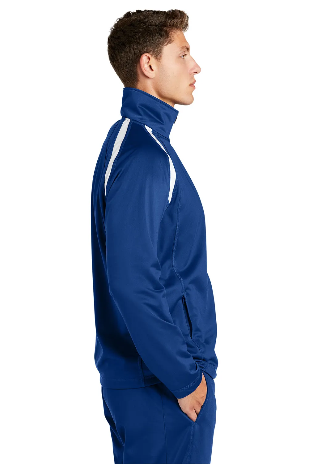 Sport-Tek Mens Full Zip Track Jacket - True Royal Blue/White