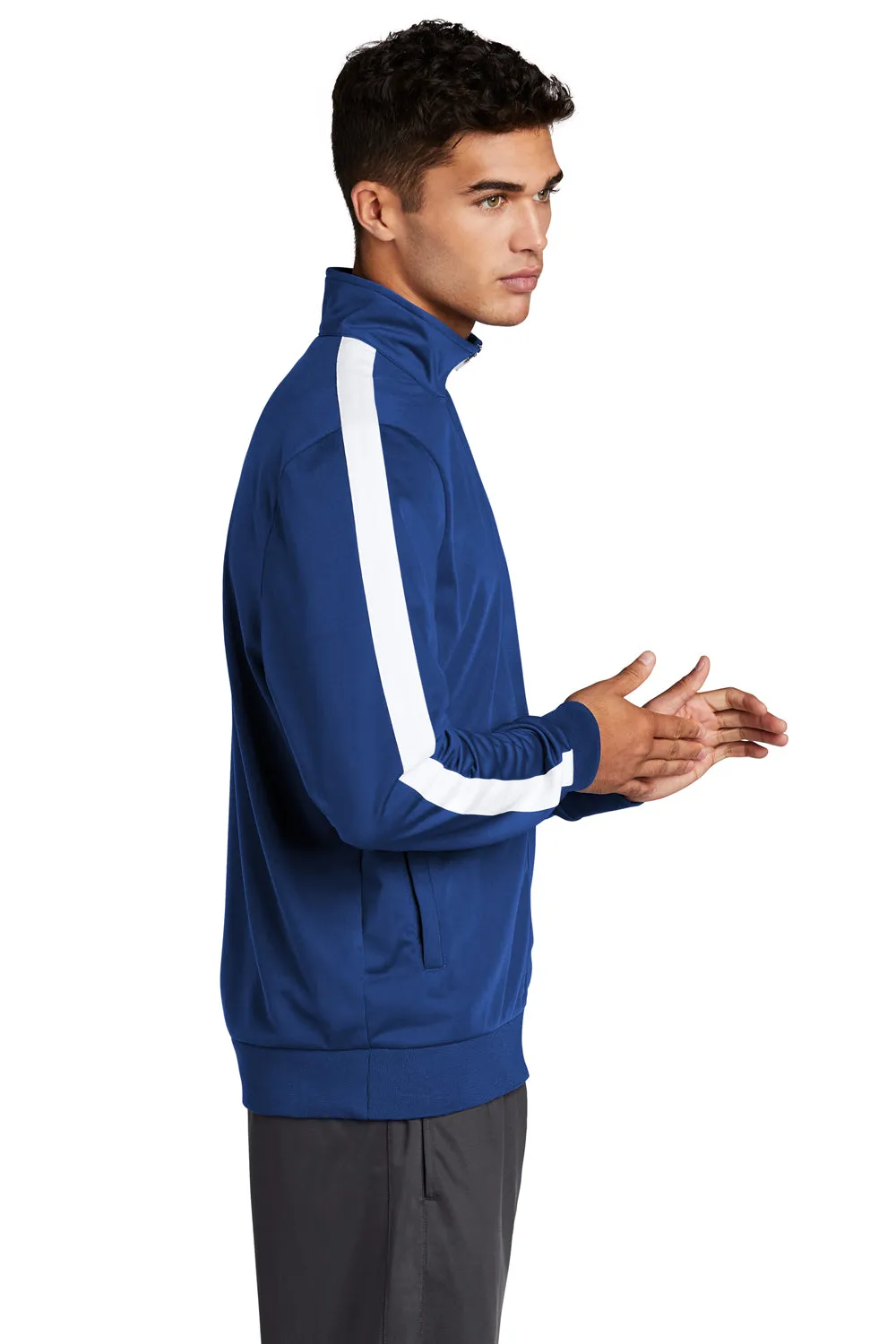 Sport-Tek Mens Full Zip Track Jacket - True Royal Blue/White