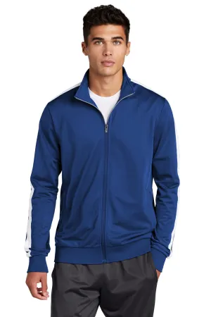 Sport-Tek Mens Full Zip Track Jacket - True Royal Blue/White
