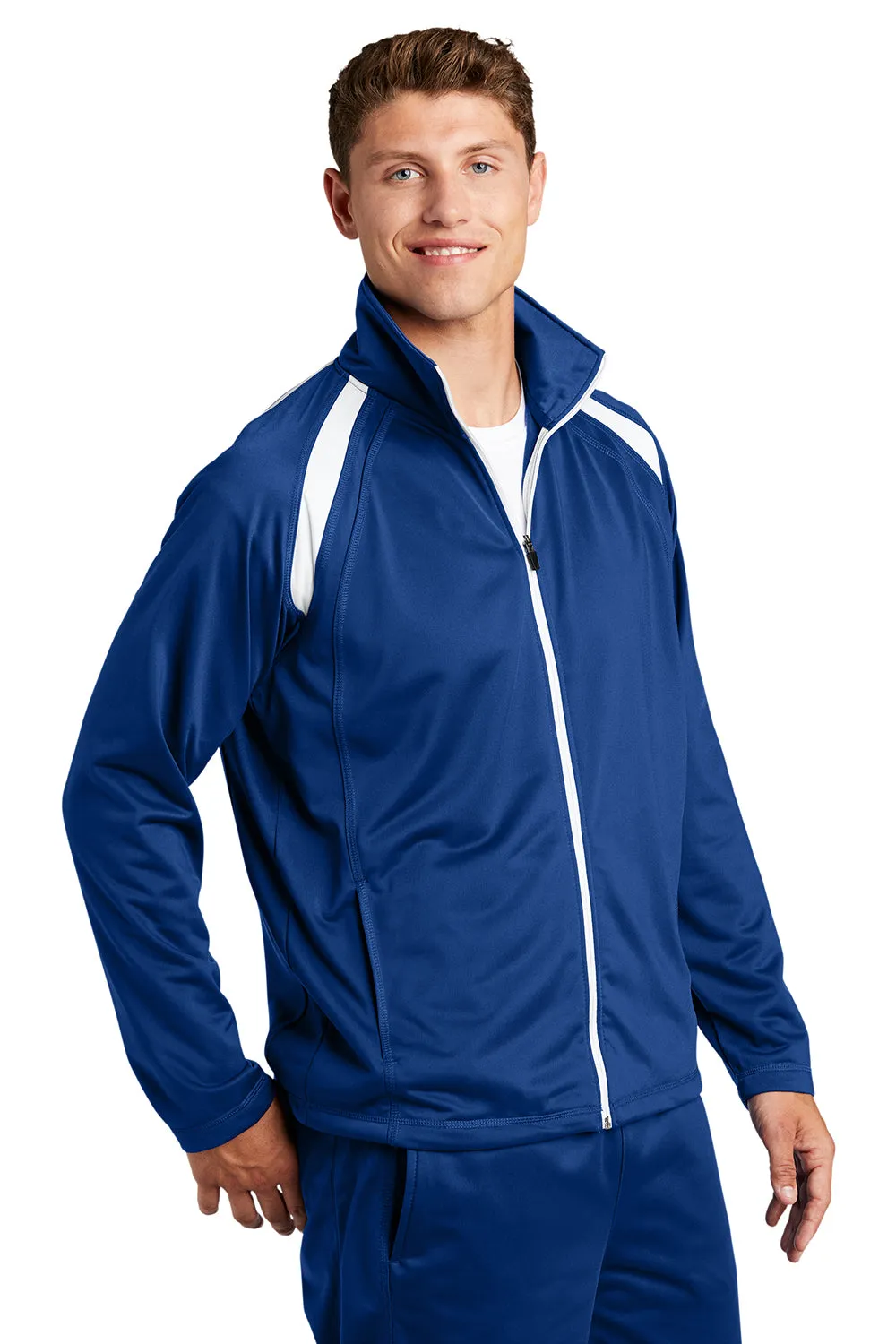 Sport-Tek Mens Full Zip Track Jacket - True Royal Blue/White