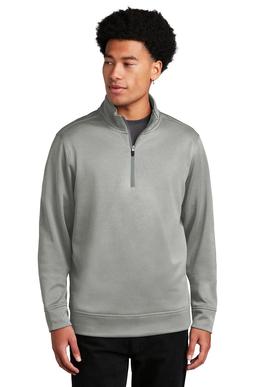 Sport-Tek Mens Heather Sport-Wick Moisture Wicking Fleece 1/4 Zip Sweatshirt - Heather Dark Silver Grey Clothing Sport-Tek
