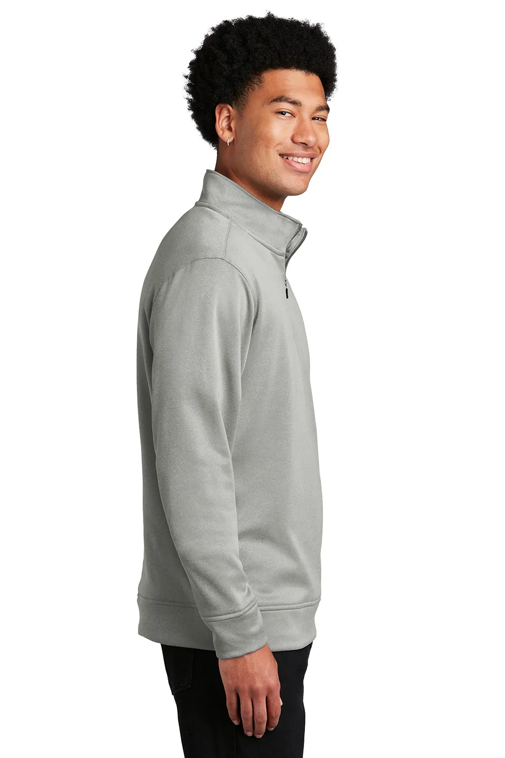 Sport-Tek Mens Heather Sport-Wick Moisture Wicking Fleece 1/4 Zip Sweatshirt - Heather Dark Silver Grey Clothing Sport-Tek