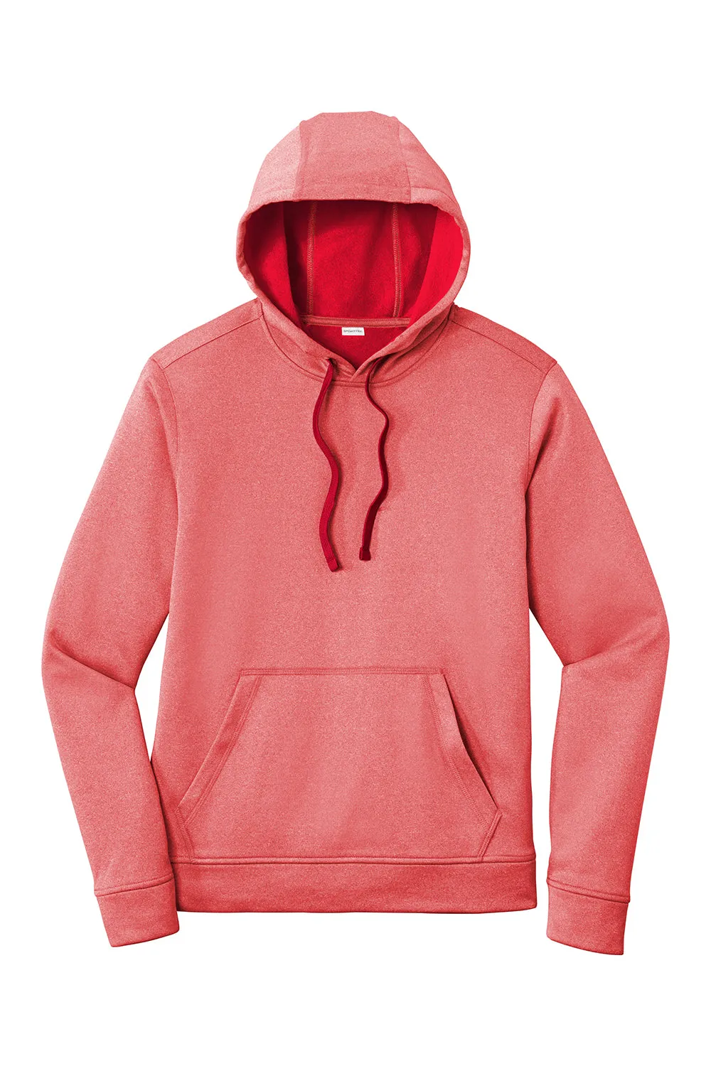 Sport-Tek Mens Heather Sport-Wick Moisture Wicking Fleece Hooded Sweatshirt Hoodie w/ Pouch Pocket - Heather Deep Red - Closeout Clothing Sport-Tek