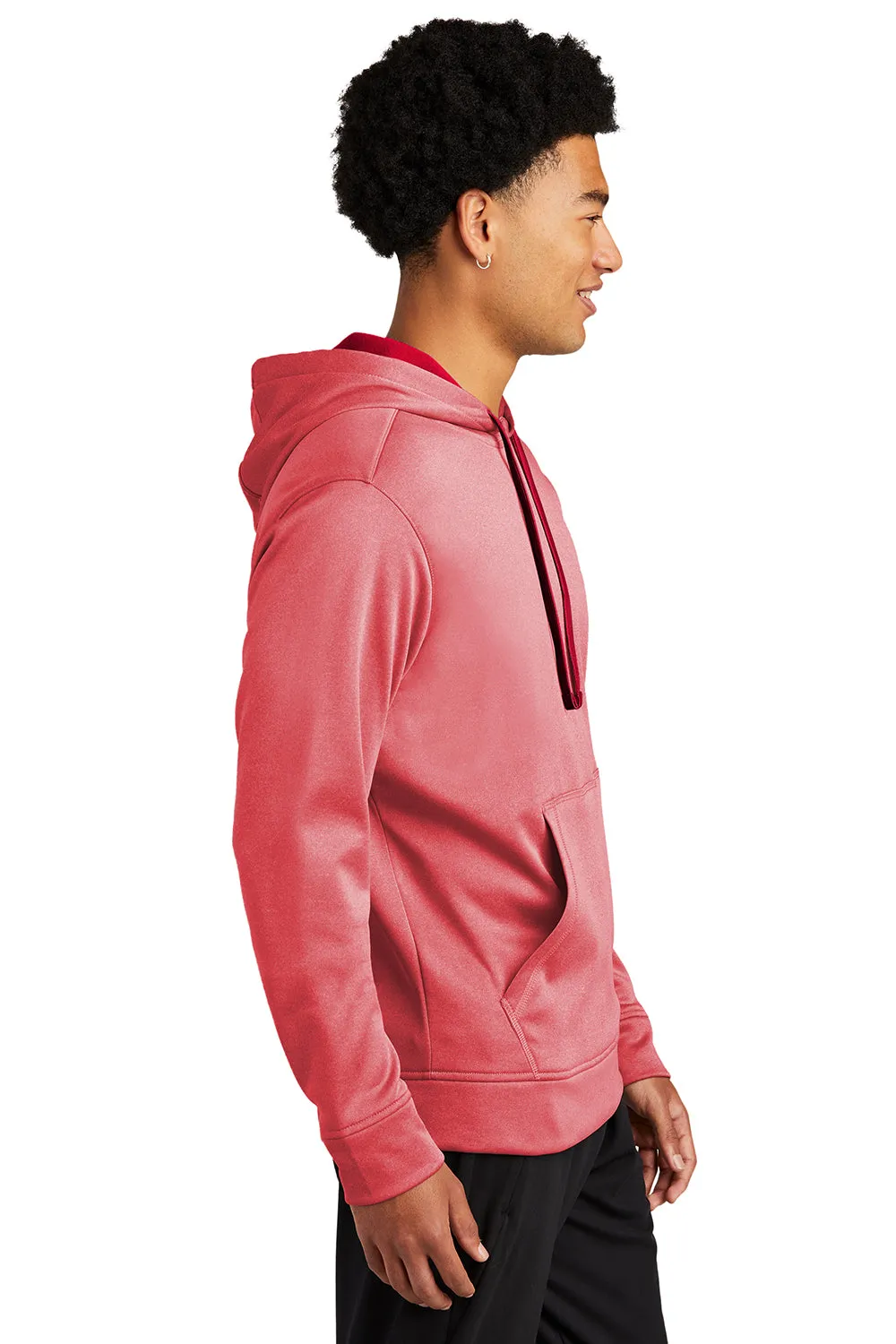 Sport-Tek Mens Heather Sport-Wick Moisture Wicking Fleece Hooded Sweatshirt Hoodie w/ Pouch Pocket - Heather Deep Red - Closeout Clothing Sport-Tek