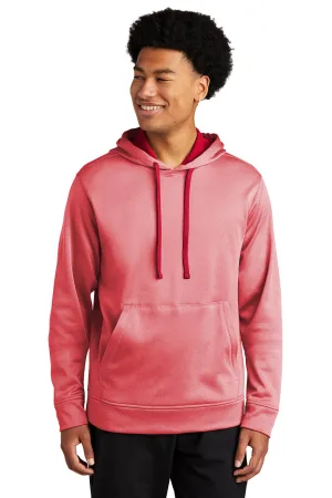 Sport-Tek Mens Heather Sport-Wick Moisture Wicking Fleece Hooded Sweatshirt Hoodie w/ Pouch Pocket - Heather Deep Red - Closeout Clothing Sport-Tek