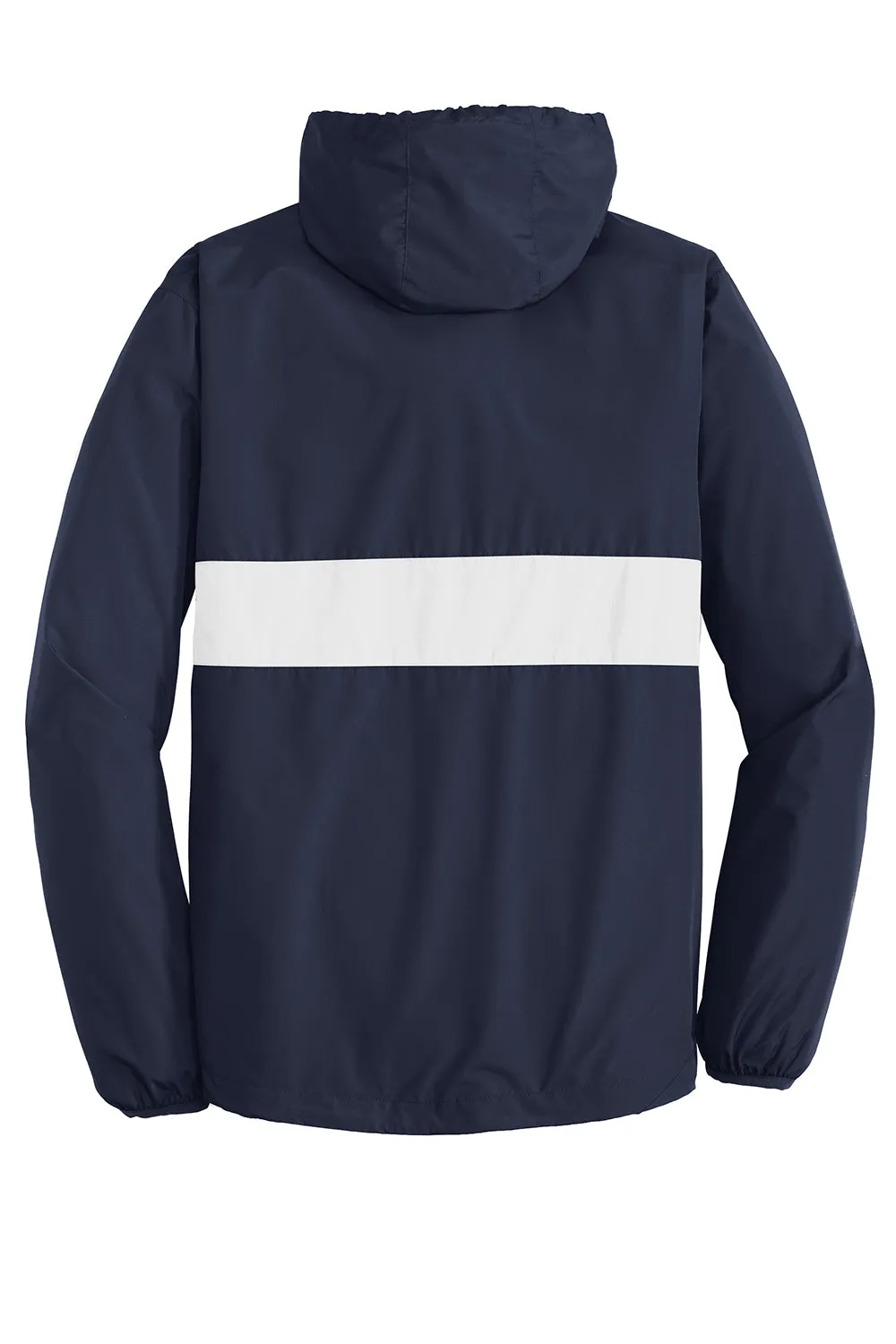 Sport-Tek Mens Hooded 1/4 Zip Jacket - True Navy Blue/White