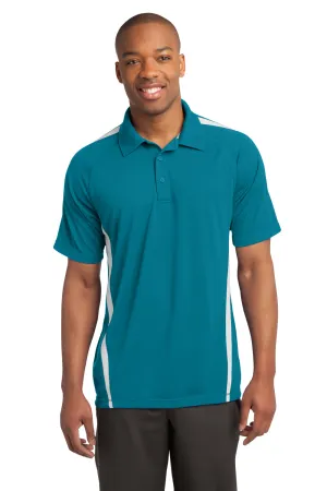 Sport-Tek Mens Micro-Mesh Moisture Wicking Short Sleeve Polo Shirt - Blue Wake/White - Closeout Clothing Sport-Tek