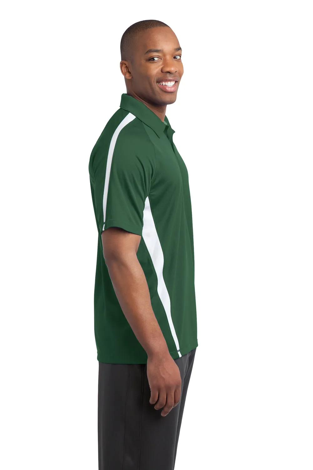 Sport-Tek Mens Micro-Mesh Moisture Wicking Short Sleeve Polo Shirt - Forest Green/White - Closeout Clothing Sport-Tek