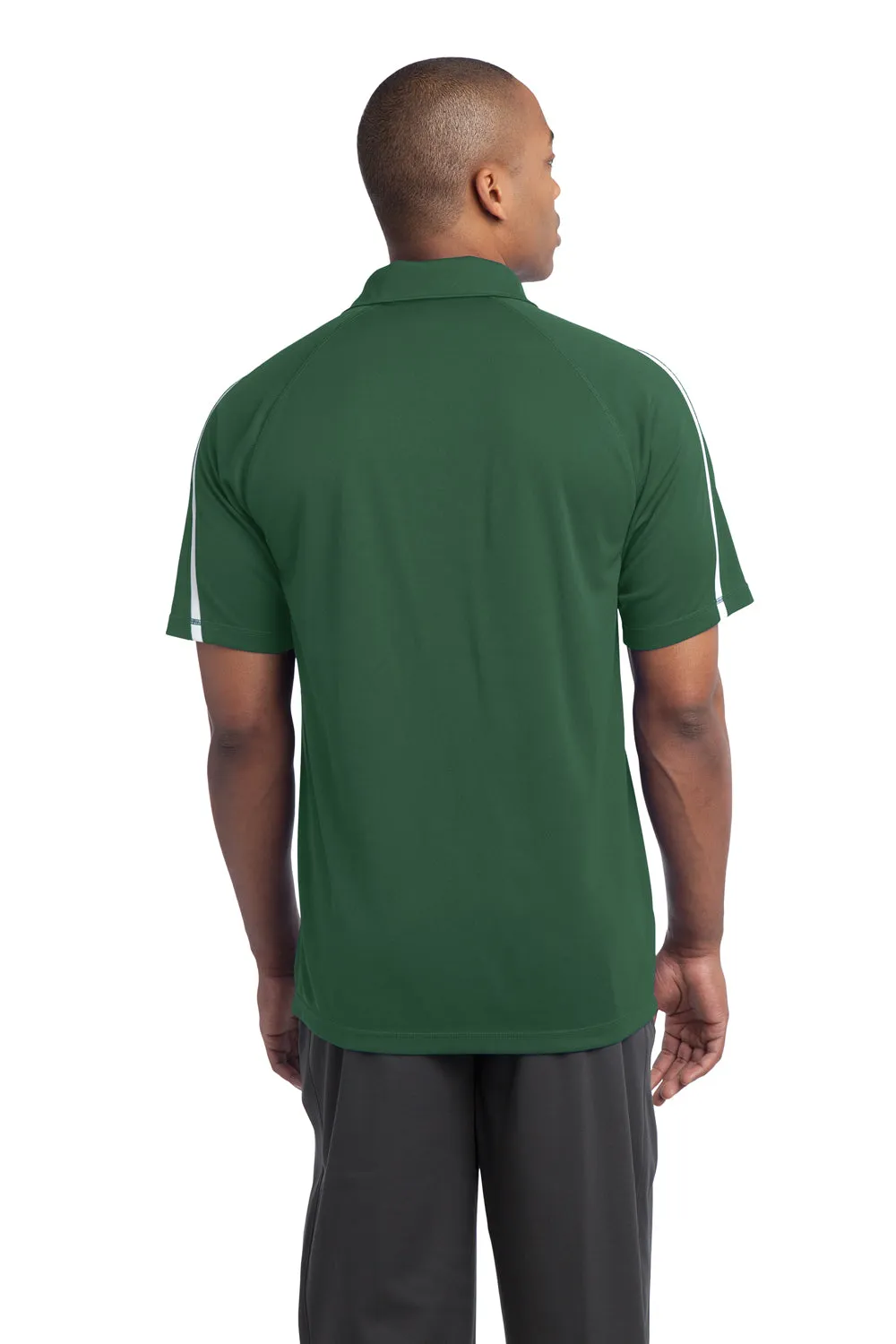 Sport-Tek Mens Micro-Mesh Moisture Wicking Short Sleeve Polo Shirt - Forest Green/White - Closeout Clothing Sport-Tek