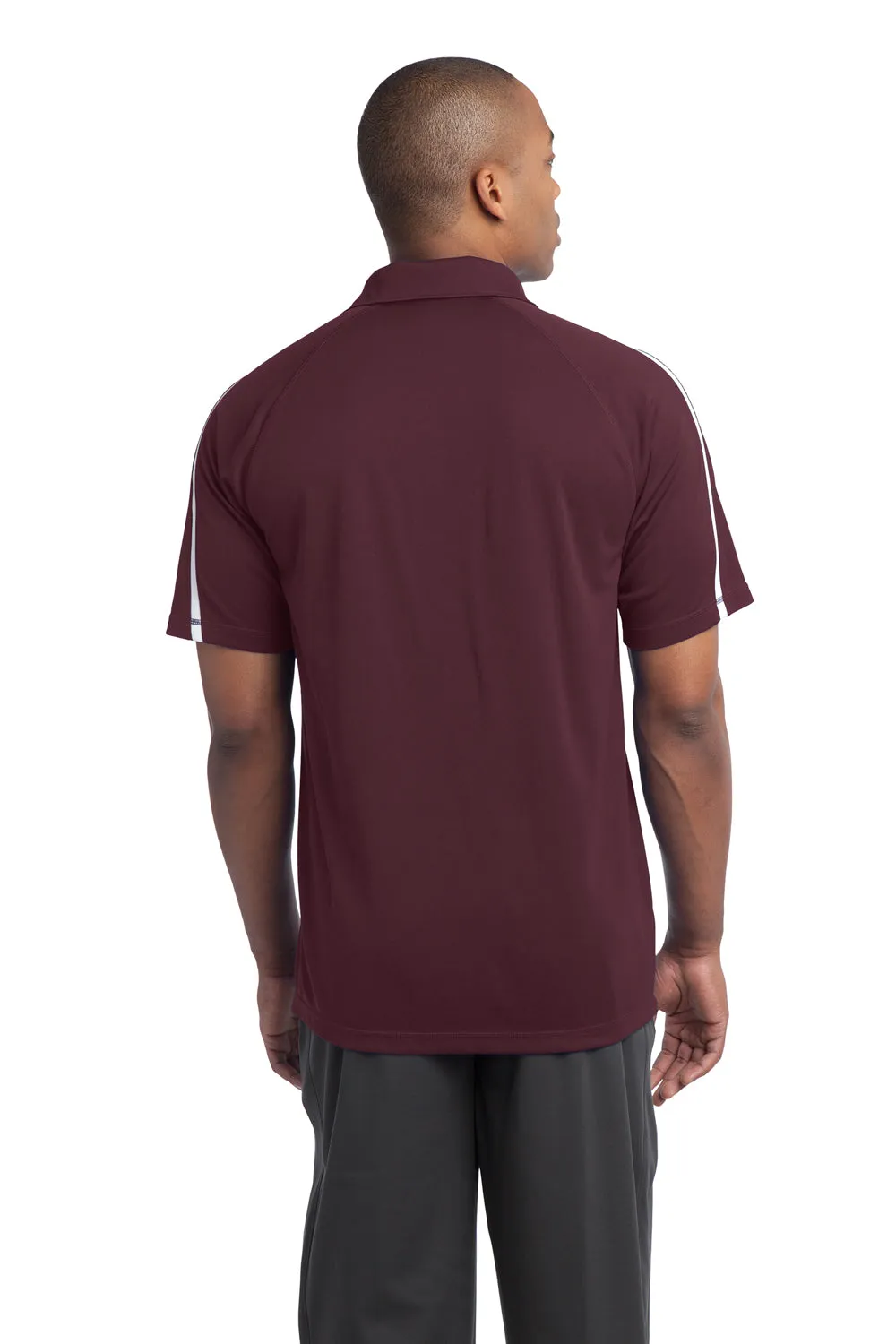 Sport-Tek Mens Micro-Mesh Moisture Wicking Short Sleeve Polo Shirt - Maroon/White - Closeout Clothing Sport-Tek