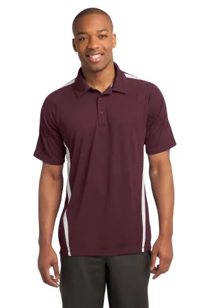 Sport-Tek Mens Micro-Mesh Moisture Wicking Short Sleeve Polo Shirt - Maroon/White - Closeout Clothing Sport-Tek