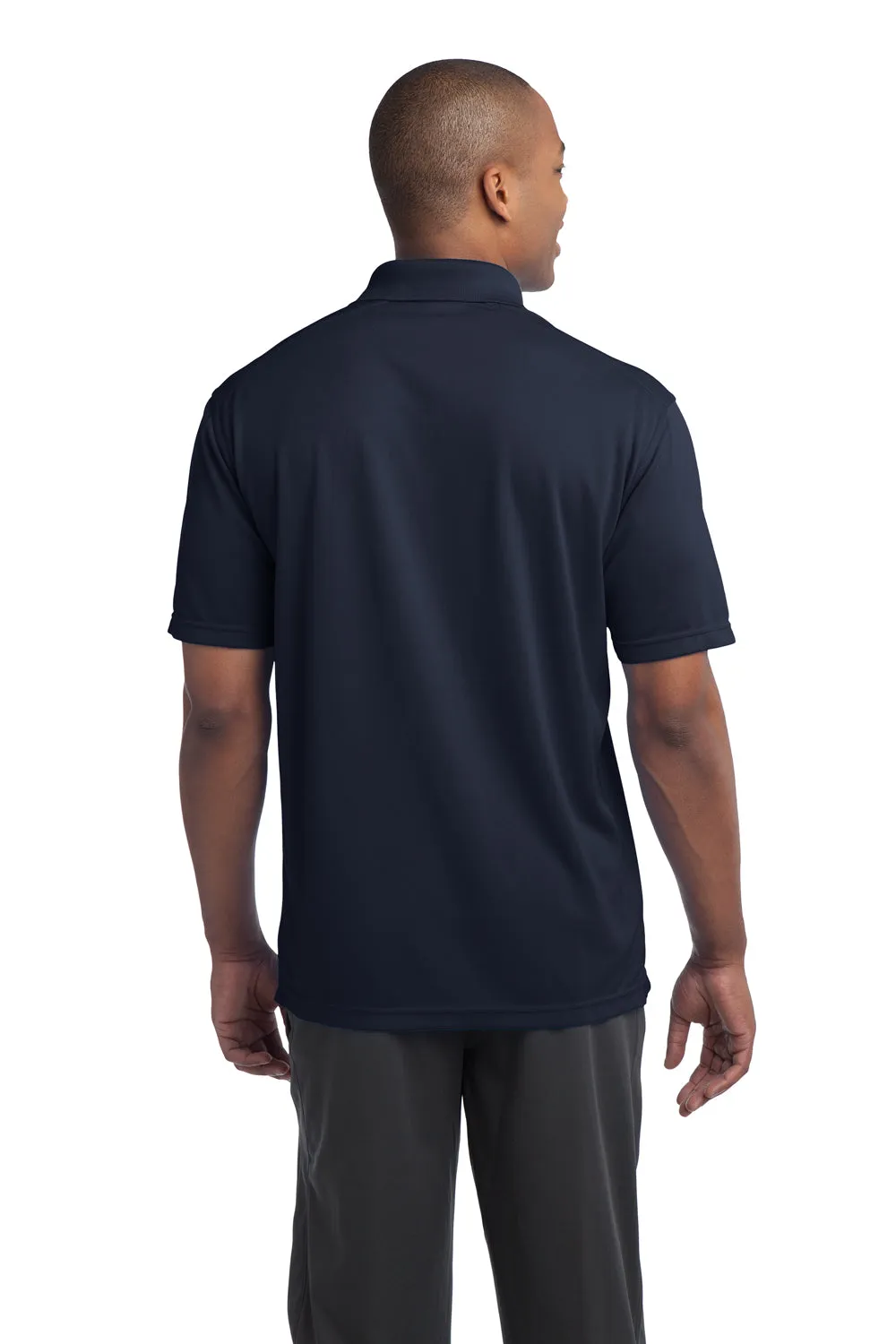 Sport-Tek Mens Micro-Mesh Moisture Wicking Short Sleeve Polo Shirt - True Navy Blue Clothing Sport-Tek