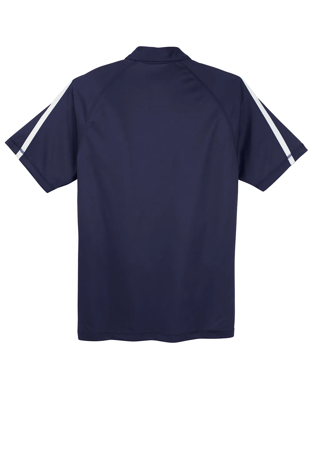 Sport-Tek Mens Micro-Mesh Moisture Wicking Short Sleeve Polo Shirt - True Navy Blue/White Clothing Sport-Tek