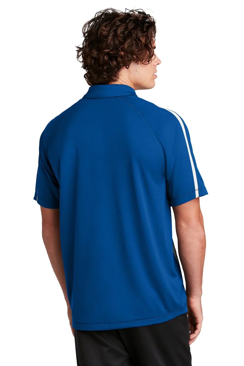 Sport-Tek Mens Micro-Mesh Moisture Wicking Short Sleeve Polo Shirt - True Royal Blue/White Clothing Sport-Tek