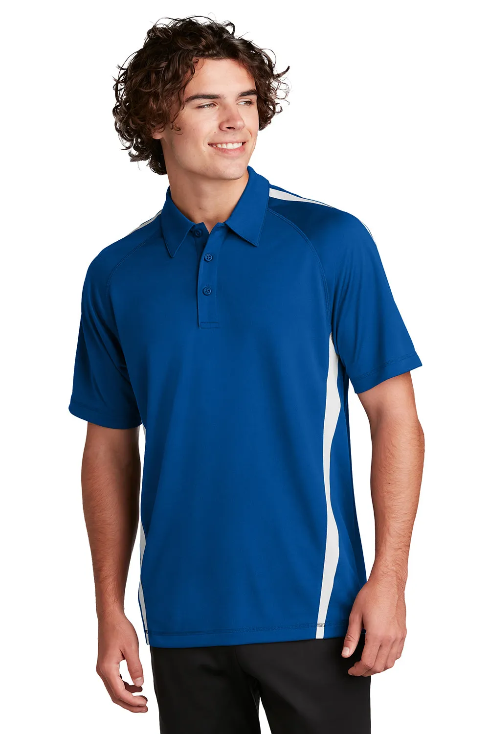 Sport-Tek Mens Micro-Mesh Moisture Wicking Short Sleeve Polo Shirt - True Royal Blue/White Clothing Sport-Tek