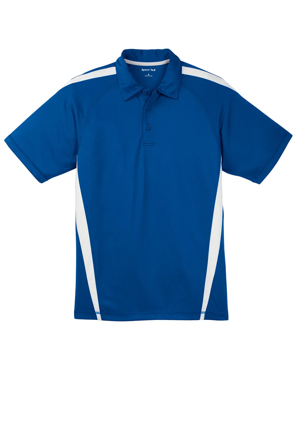 Sport-Tek Mens Micro-Mesh Moisture Wicking Short Sleeve Polo Shirt - True Royal Blue/White Clothing Sport-Tek
