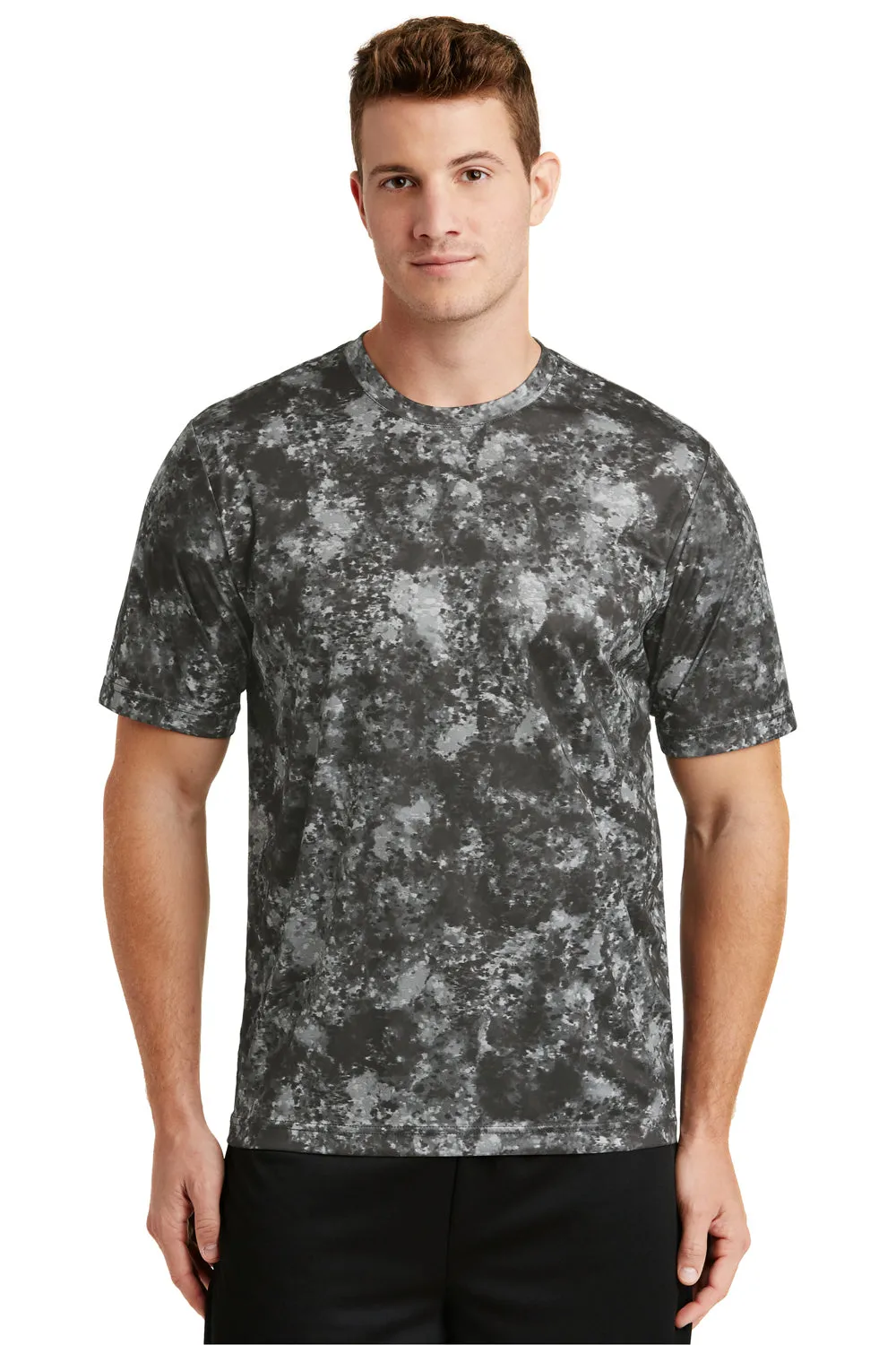 Sport-Tek Mens Mineral Freeze Moisture Wicking Short Sleeve Crewneck T-Shirt - Black - Closeout Clothing Sport-Tek