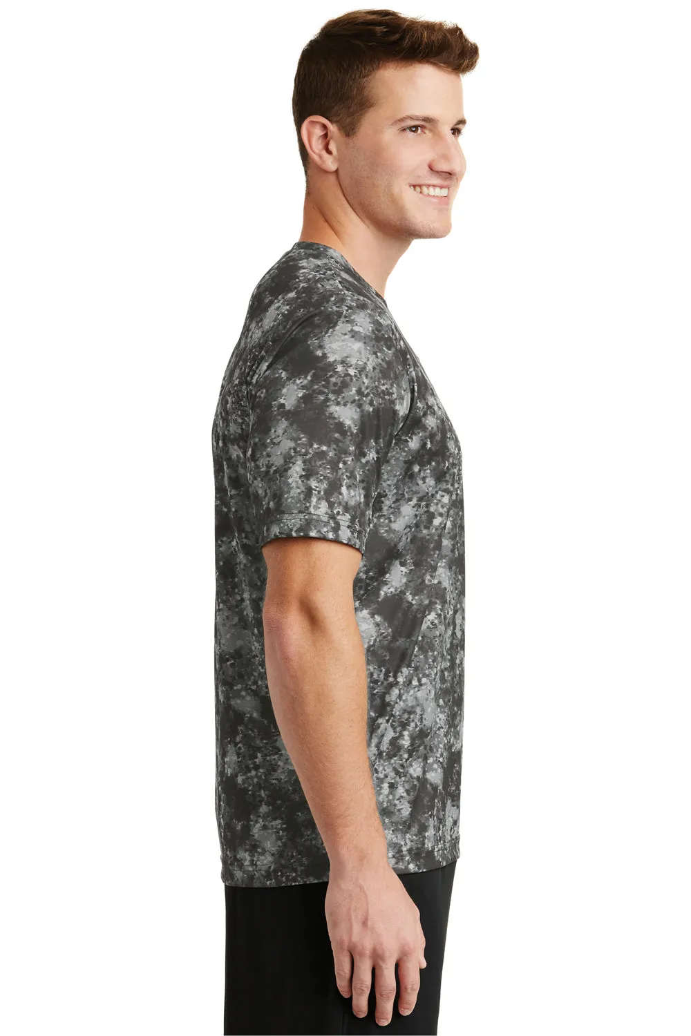 Sport-Tek Mens Mineral Freeze Moisture Wicking Short Sleeve Crewneck T-Shirt - Black - Closeout Clothing Sport-Tek